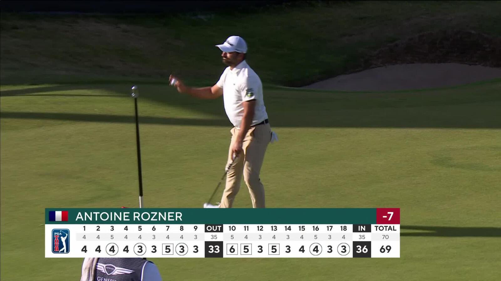 Antoine Rozner makes birdie on No. 18 at Genesis Scottish Open