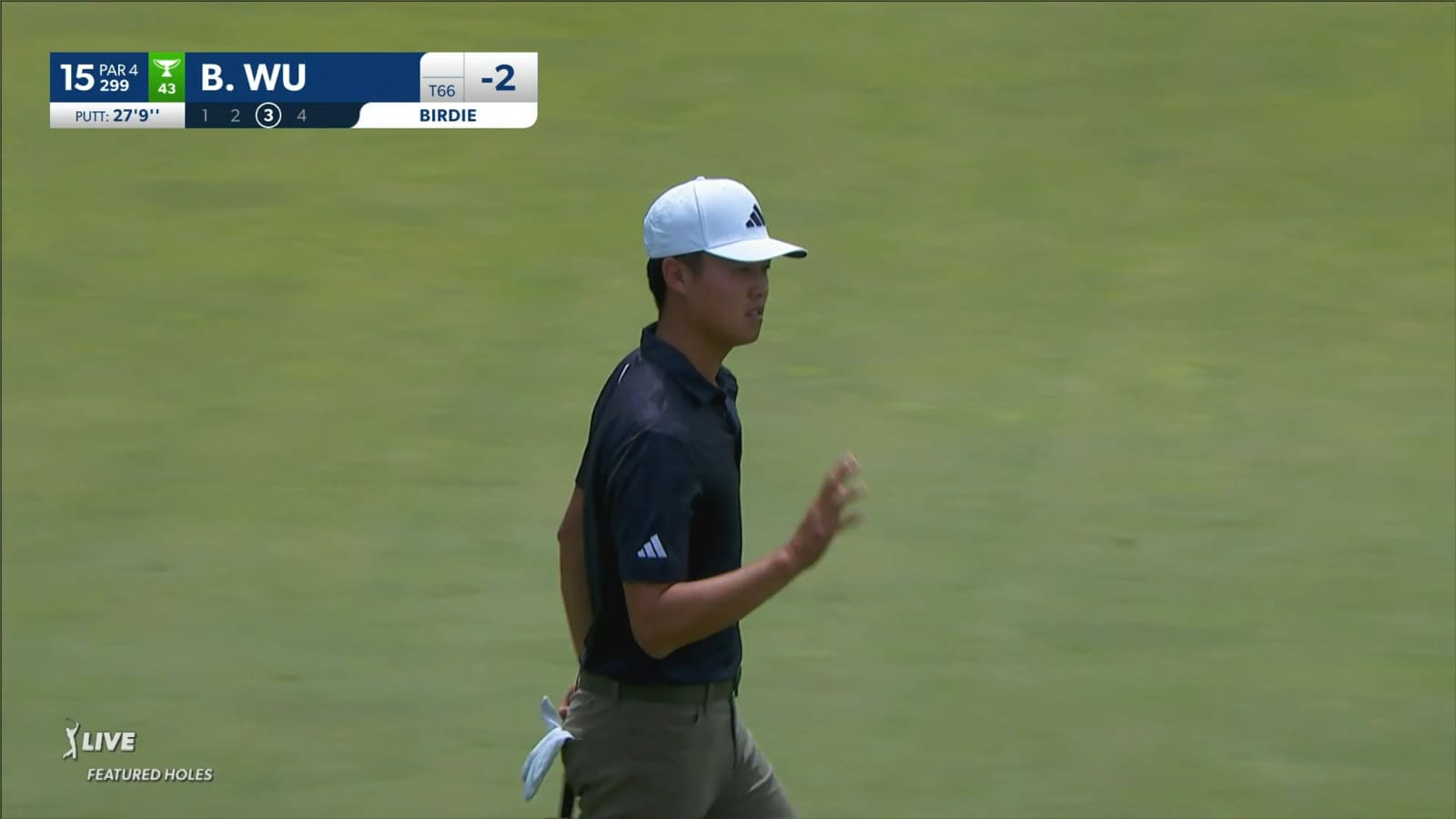 Brandon Wu sinks a 27-foot birdie putt at Travelers