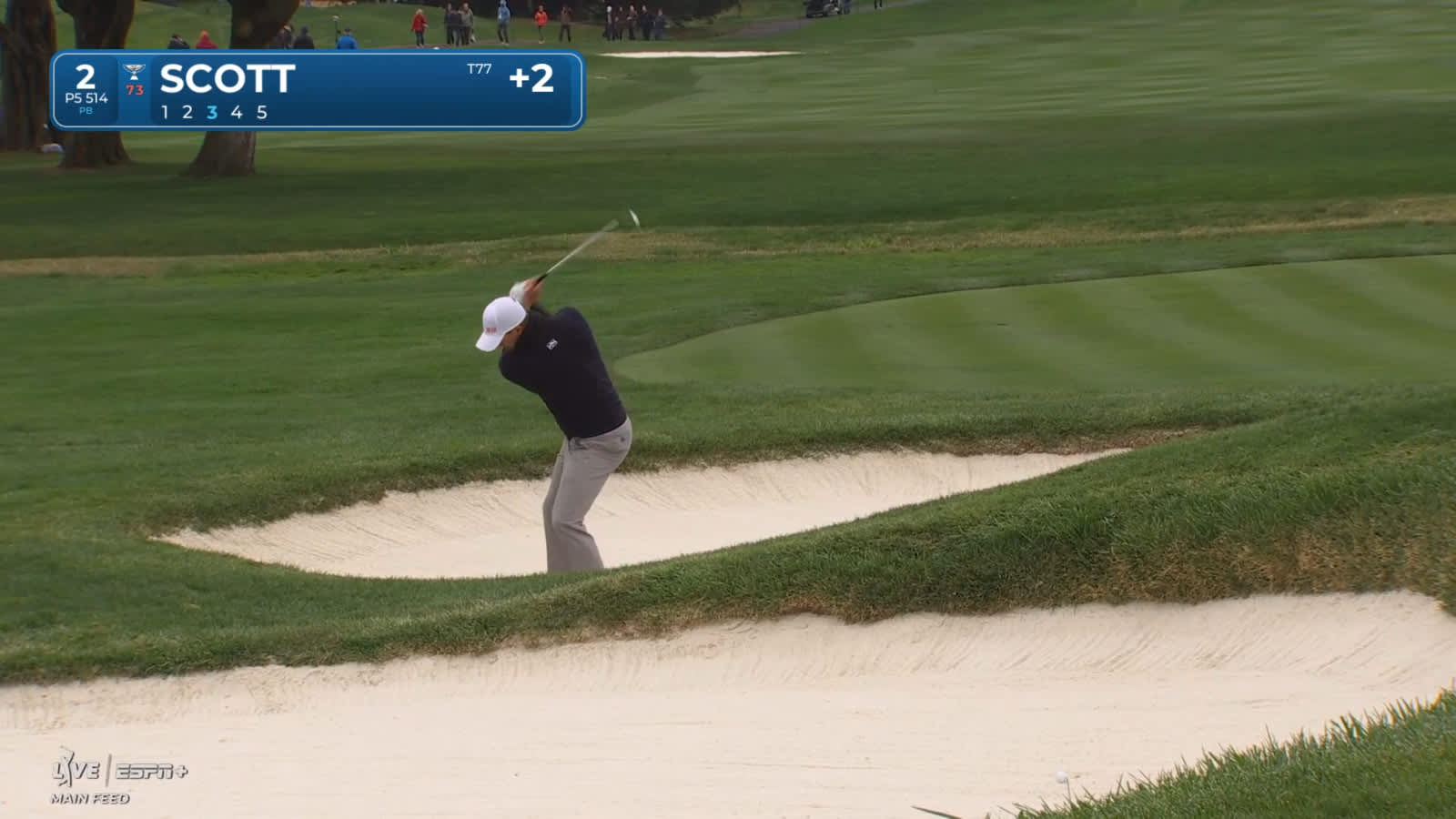 Adam Scott converts birdie after finding bunker at AT&T Pebble Beach