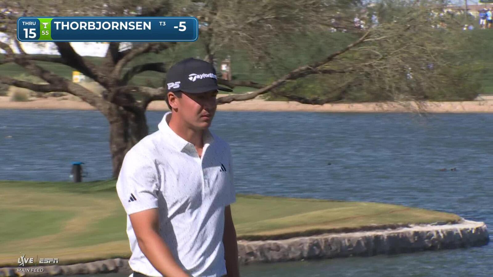 Michael Thorbjornsen sinks 9-foot birdie putt on No. 15 at WM Phoenix Open