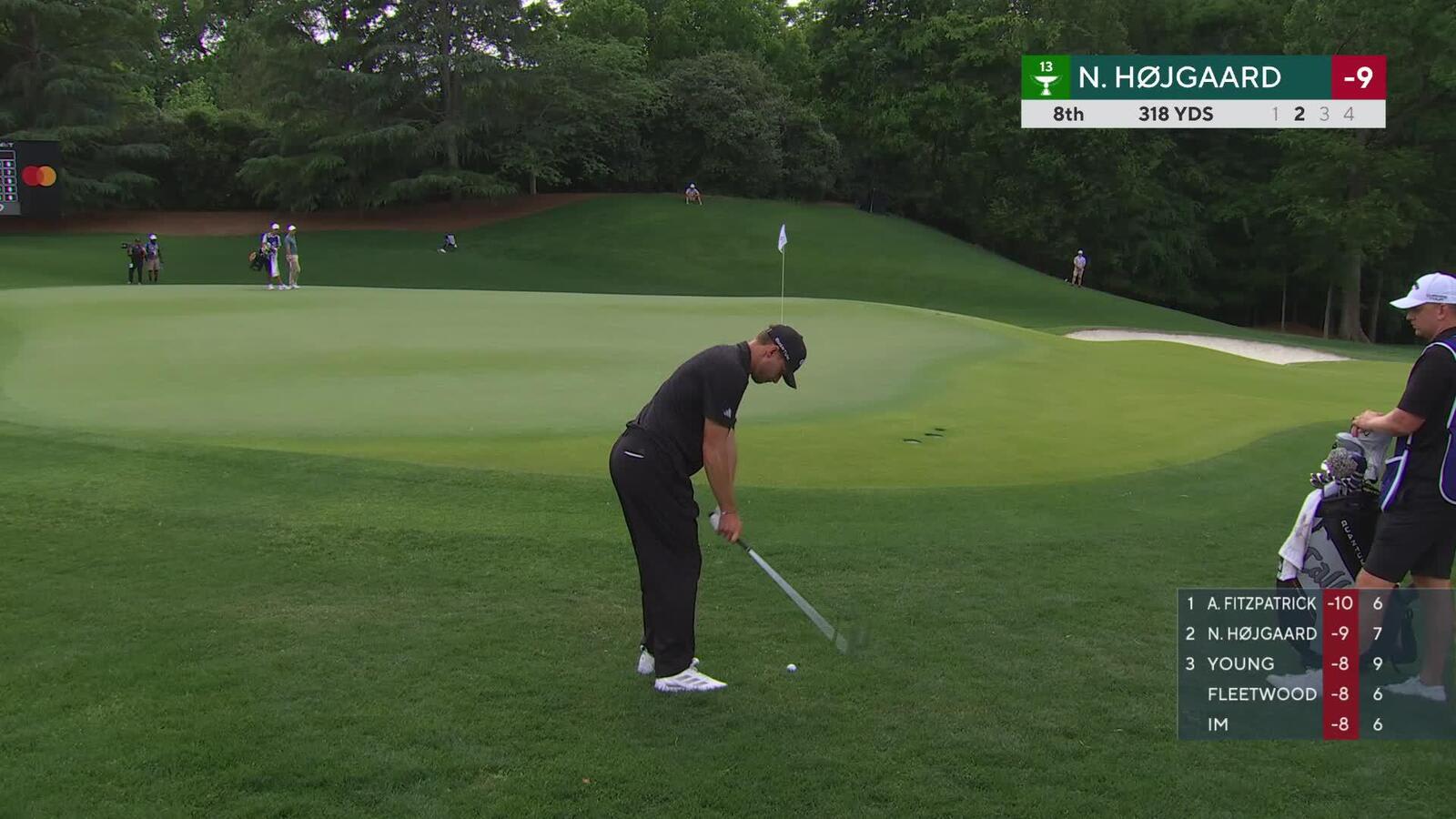 Nicolai Højgaard sinks 6-foot birdie putt on No. 8 at Truist Championship