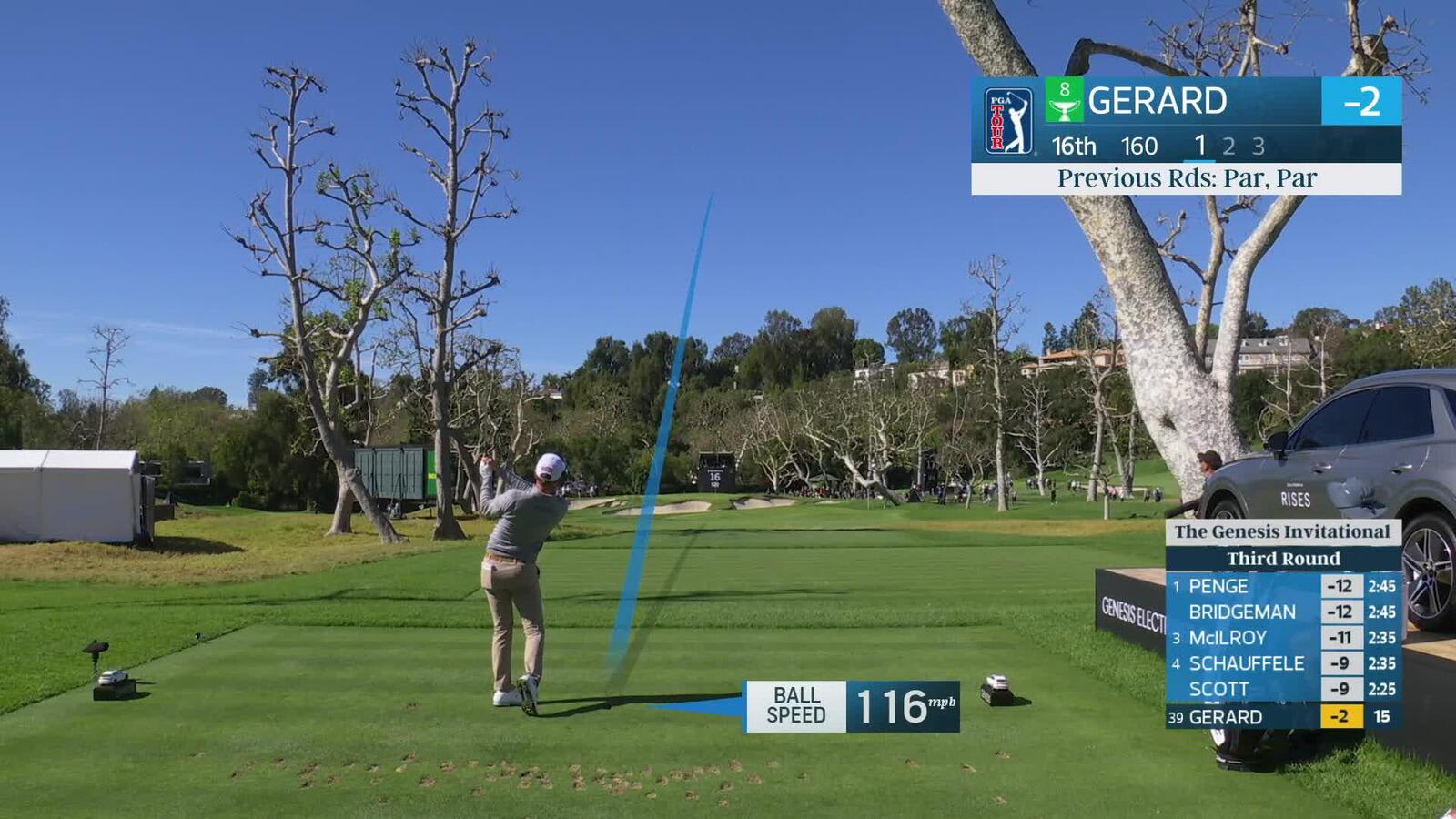 Ryan Gerard hits 161-yard tee shot to 18 inches, nearly aces No. 16 at The Genesis