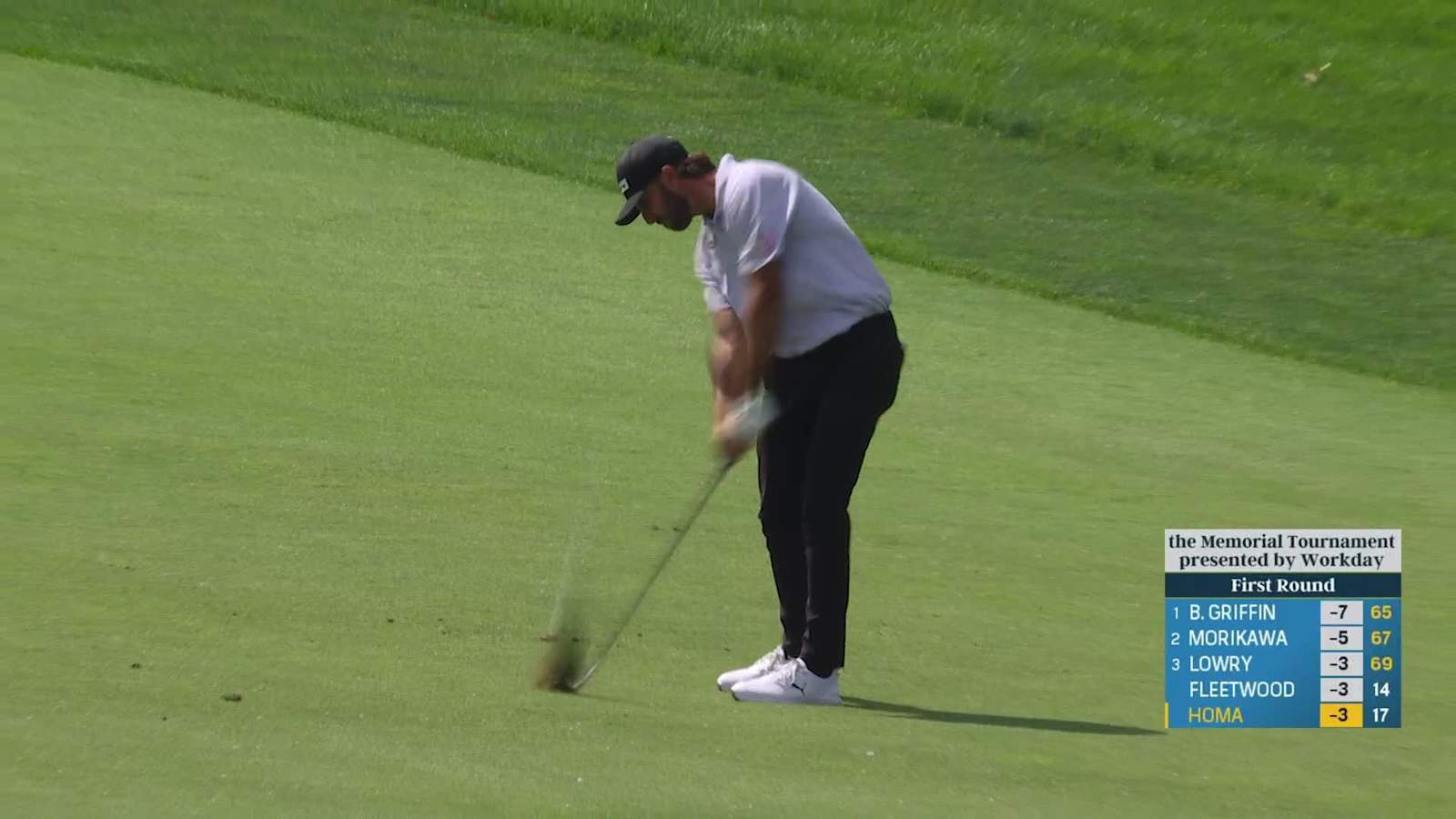 Max Homa sinks a 22-foot birdie putt at the Memorial