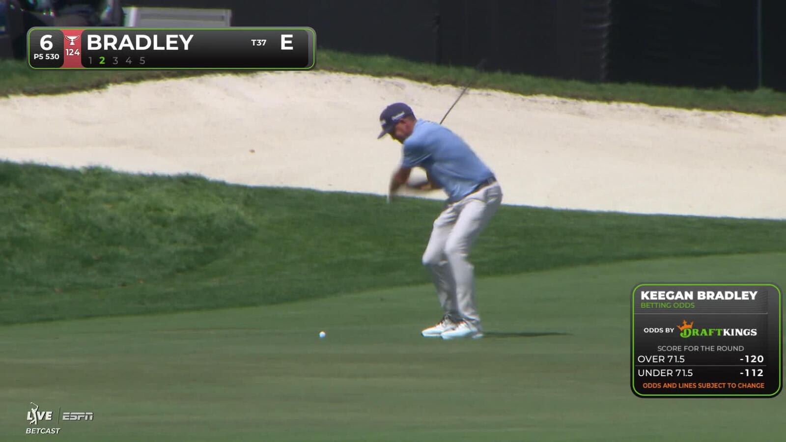 Keegan Bradley pours in 11-foot birdie putt on No. 6 at Arnold Palmer