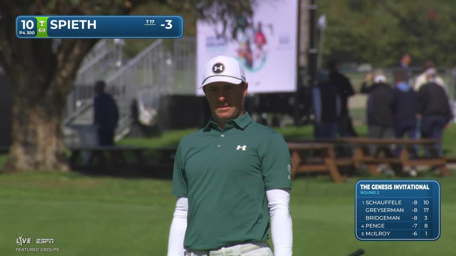 Jordan Spieth pours in 4-foot birdie putt on No. 10 at The Genesis