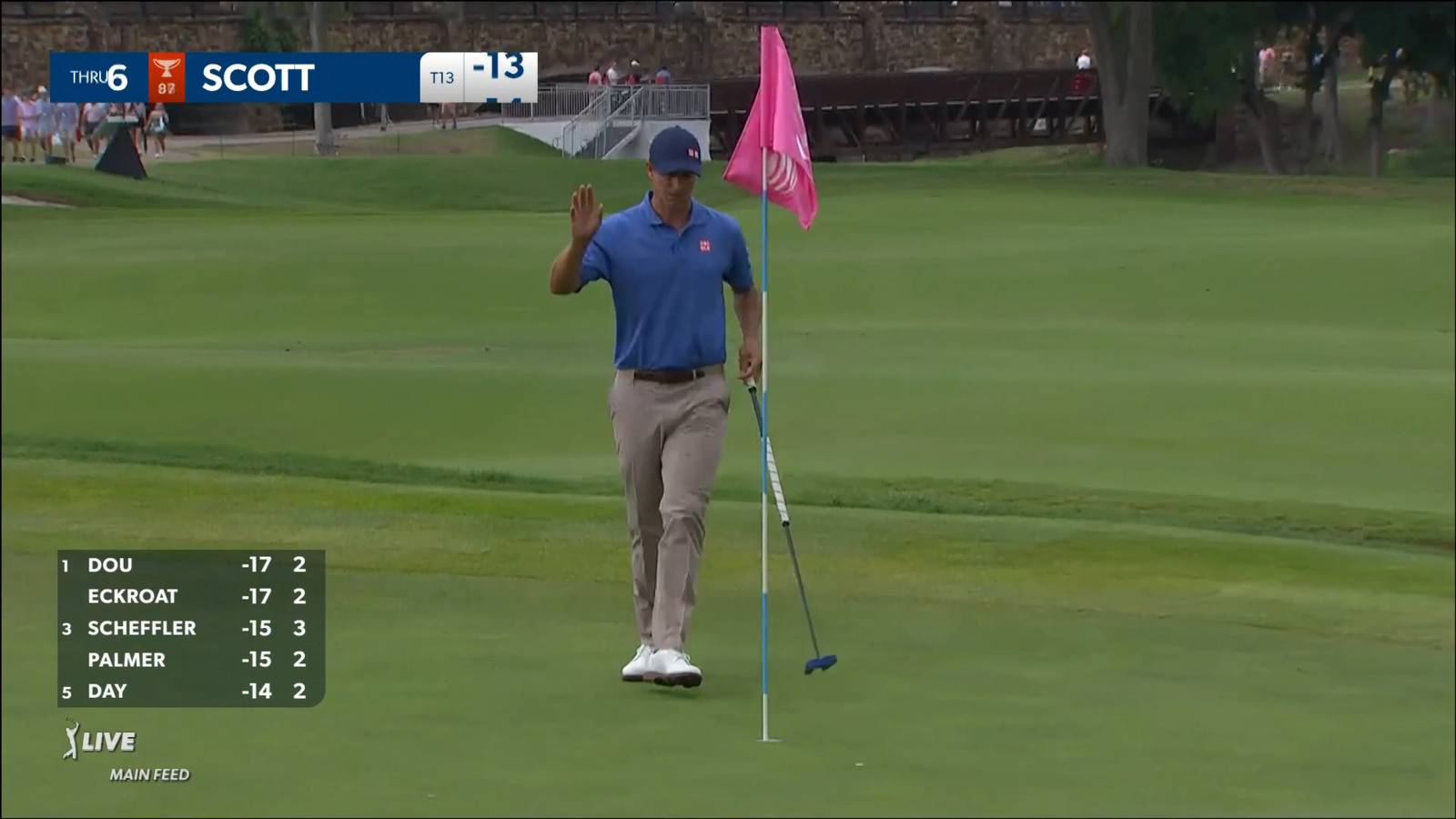 Adam Scott goes back-to-back with birdie on No. 6 at AT&T Byron Nelson