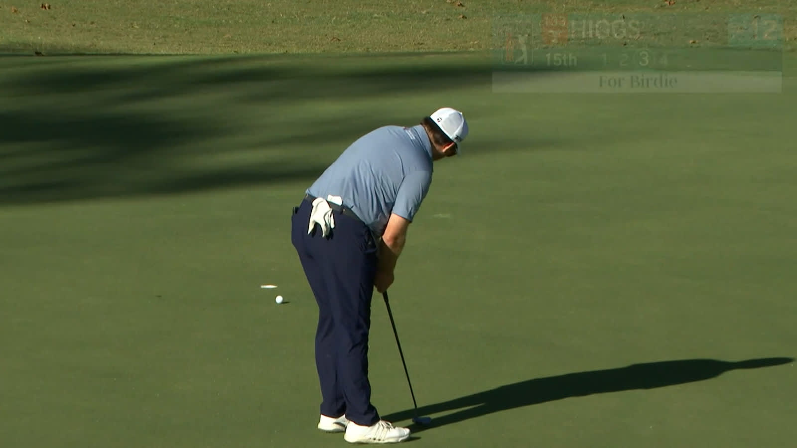 Harry Higgs holes downhill putt for birdie at Sanderson Farms