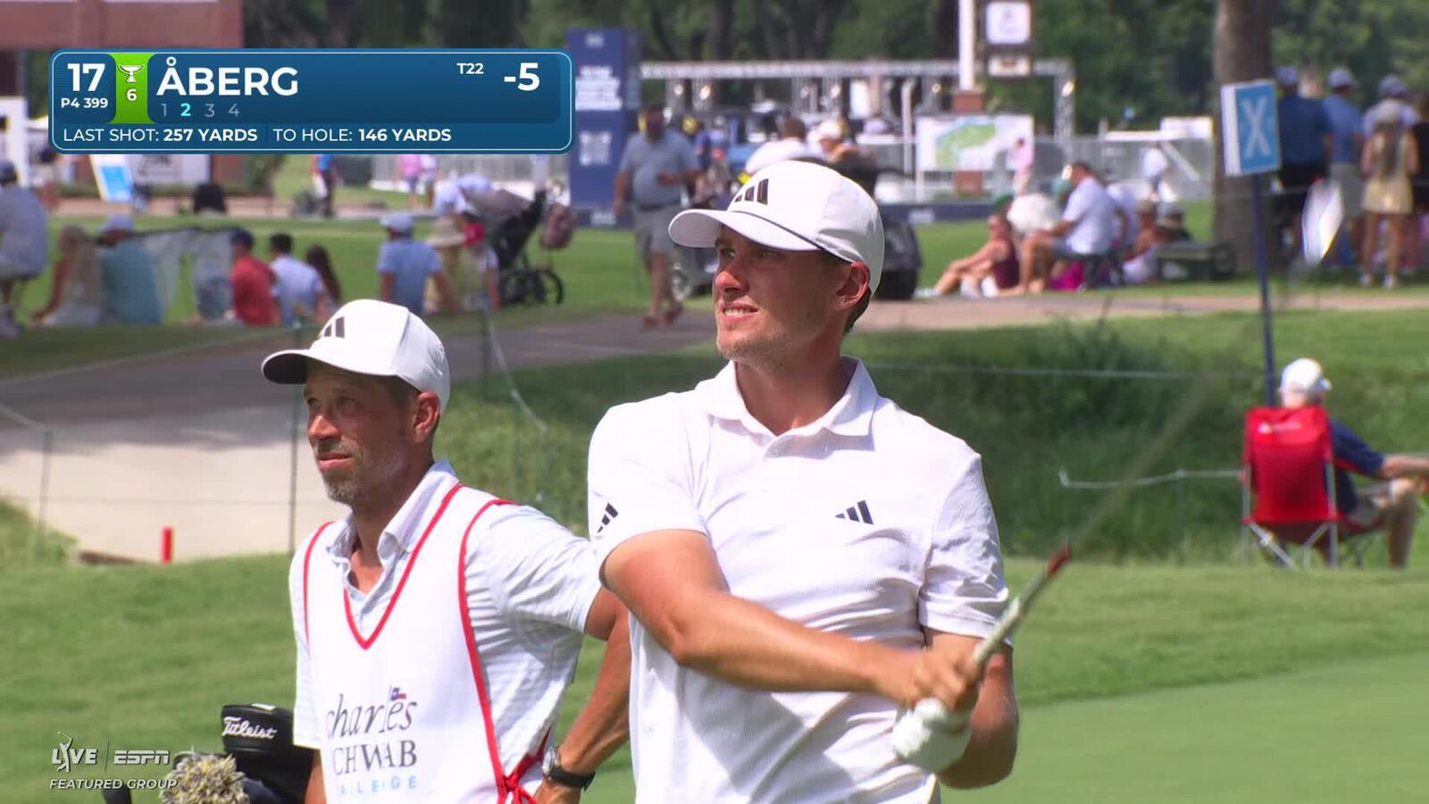 Ludvig Åberg's 148-yard approach sets up birdie on No. 17 at Charles Schwab