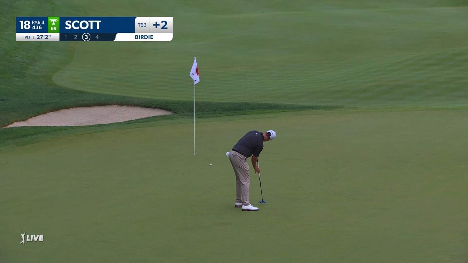 Adam Scott sinks 27-footer for birdie at Travelers
