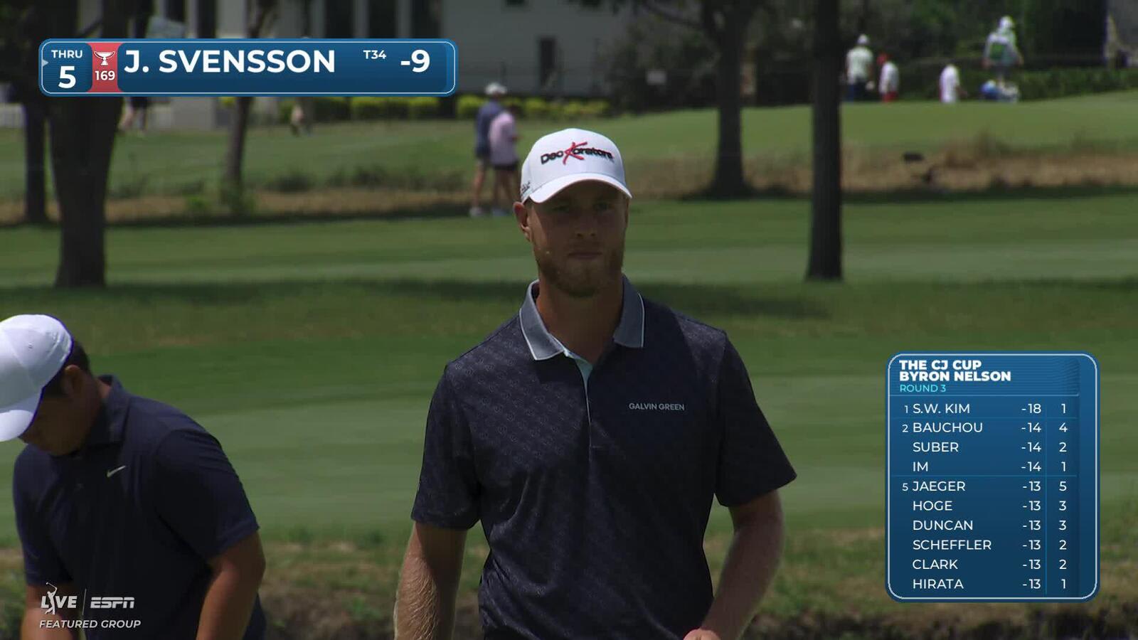 Jesper Svensson holes 18-foot approach for eagle on No. 14 at THE CJ CUP