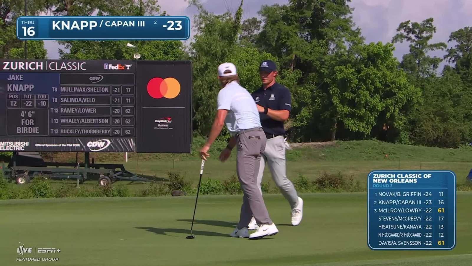 Jake Knapp makes birdie on No. 16 at Zurich Classic