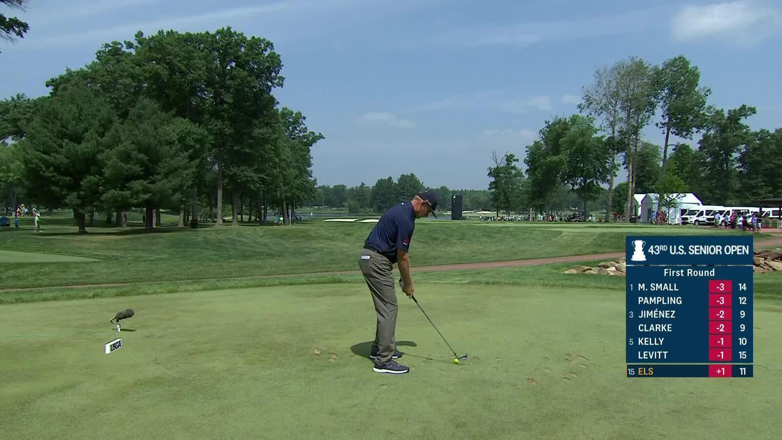 Ernie Els hits tight tee shot and makes birdie at U.S. Senior Open 