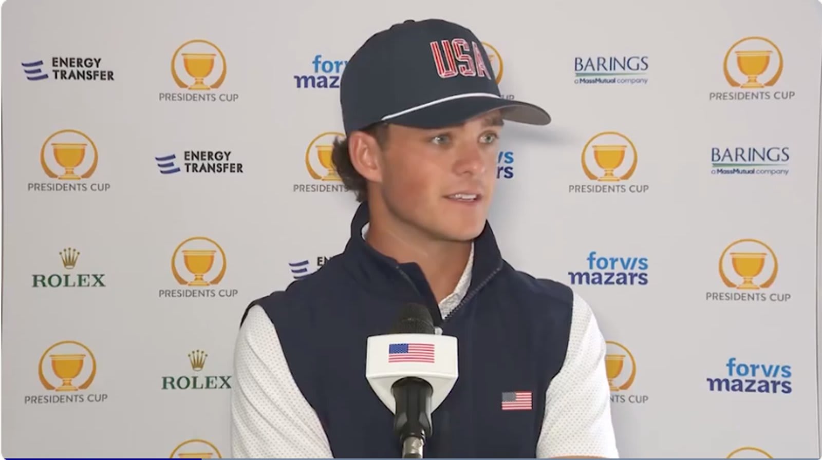 Jackson Koivun on how he's balancing first-tee nerves at Presidents Cup