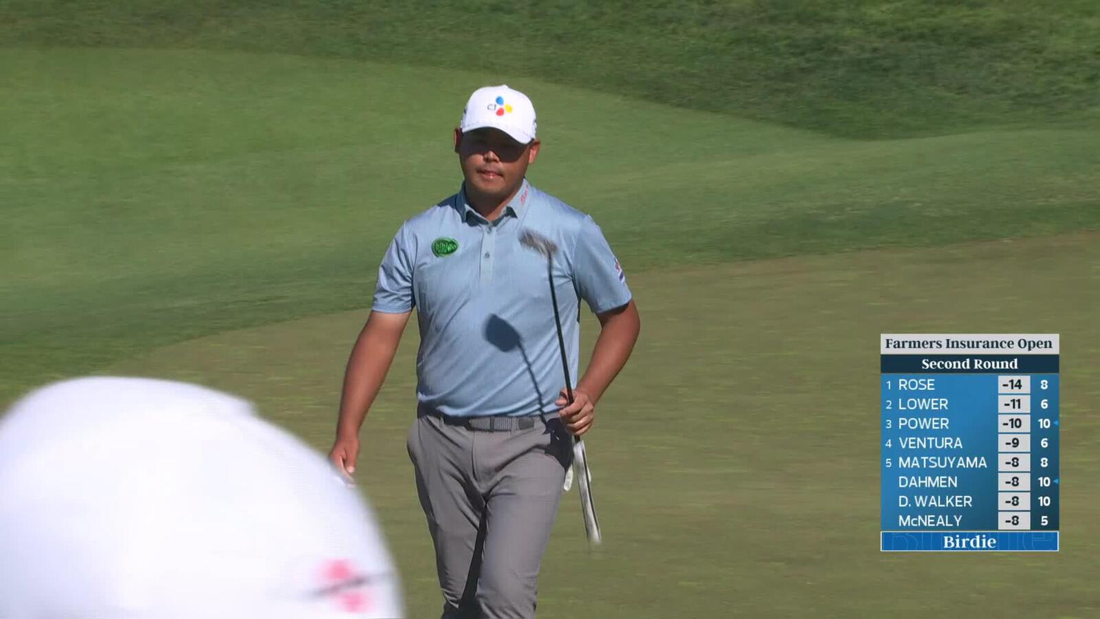 S.H. Kim chips in from 35 feet for birdie on No. 15 at Farmers