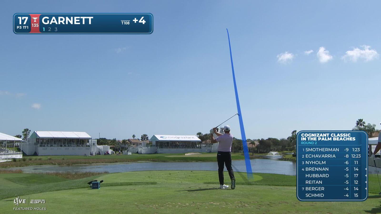 Brice Garnett drives 168 yards to 13 feet, sets up birdie on No. 17 at Cognizant Classic