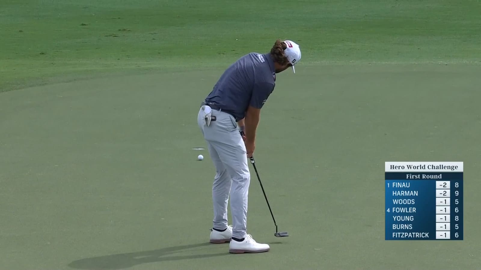 Cameron Young sinks 21-footer for birdie at Hero World Challenge