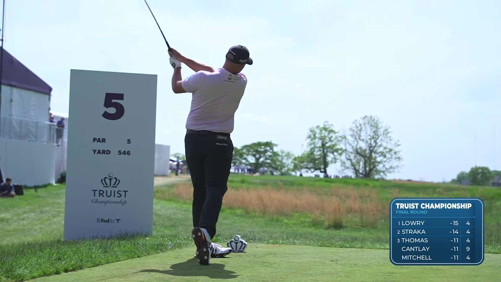 Sepp Straka sinks 20-foot eagle on fifth hole at Truist Championship