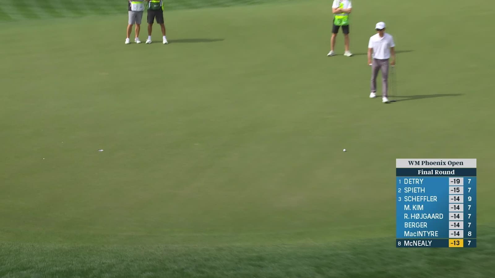 Maverick McNealy drains a 32-foot birdie putt at WM Phoenix Open