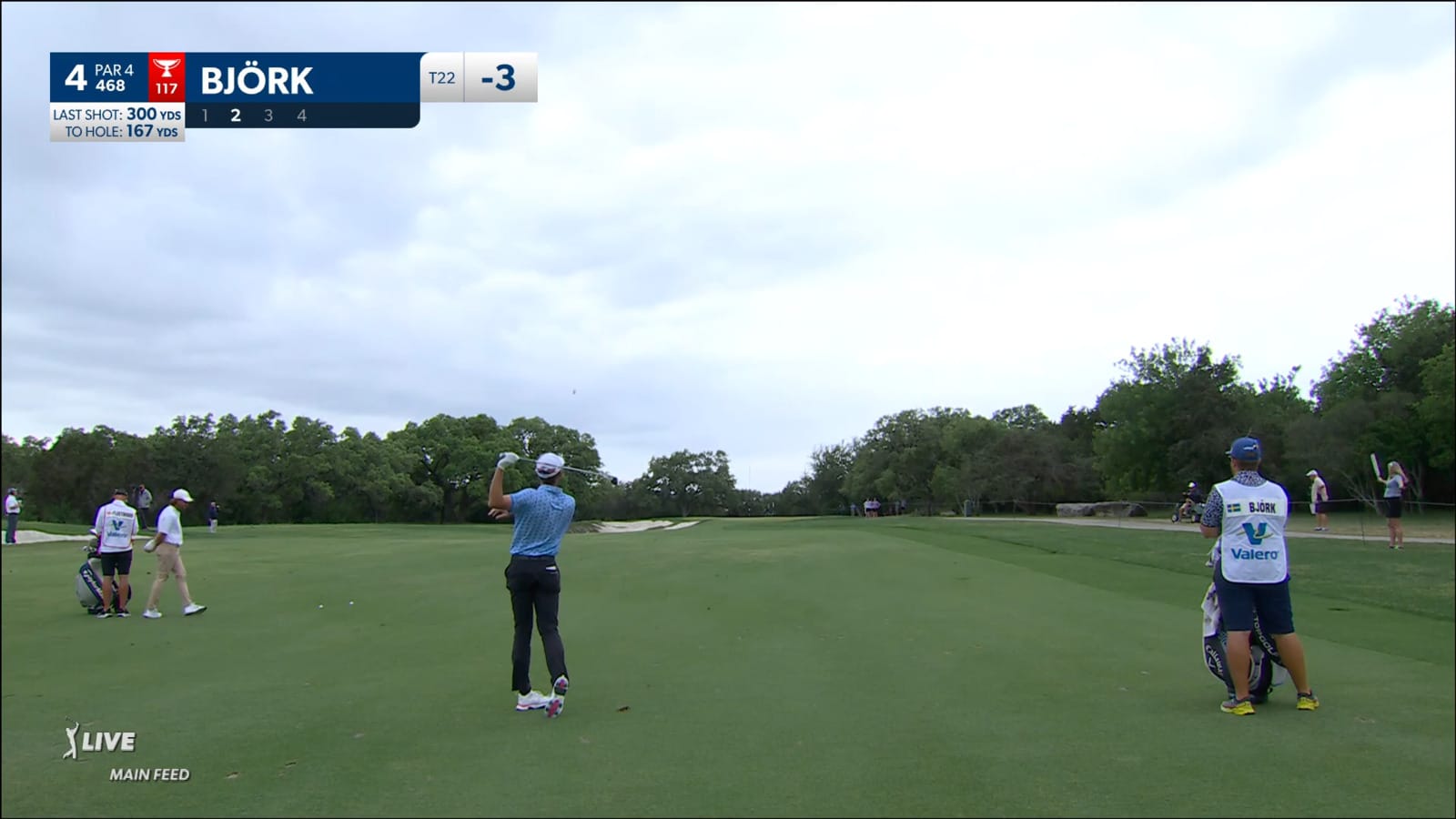 Alexander Björk birdies after one-handed follow through on approach at Valero