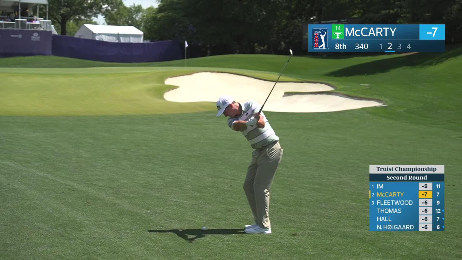 Matt McCarty gets up-and-down from 55 yards for birdie on No. 8 at Truist Championship