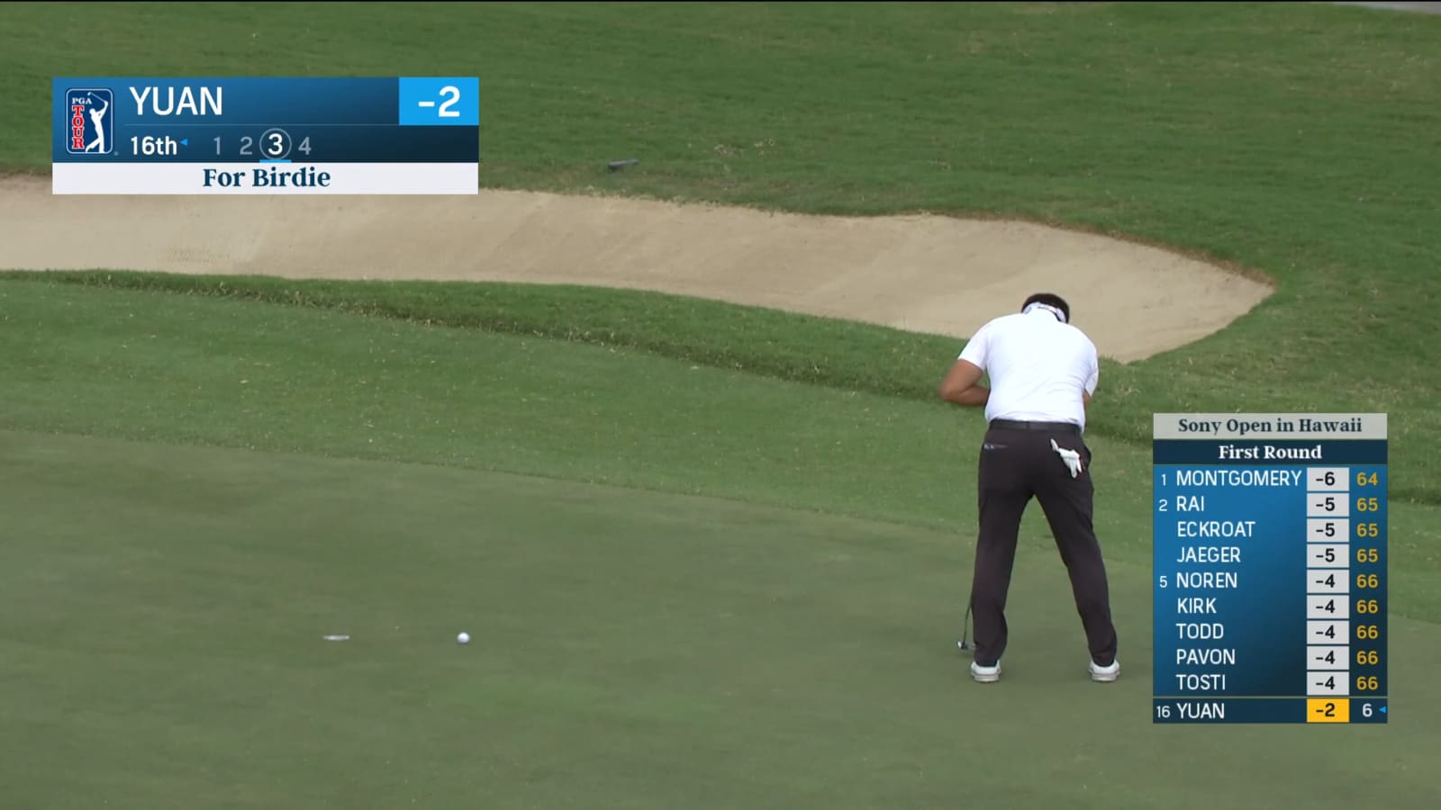 Carl Yuan makes 8-foot putt for birdie at Sony Open