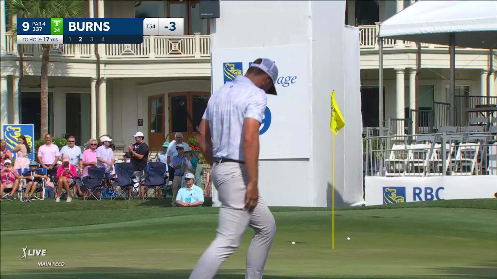 Sam Burns birdies after nearly driving the green at RBC Heritage