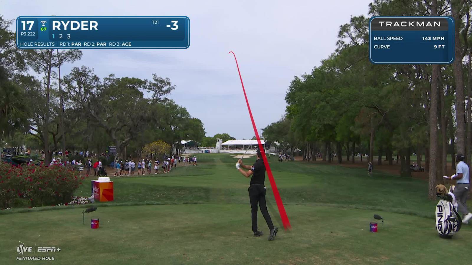 Sam Ryder's tee shot below the hole yields birdie at Valspar