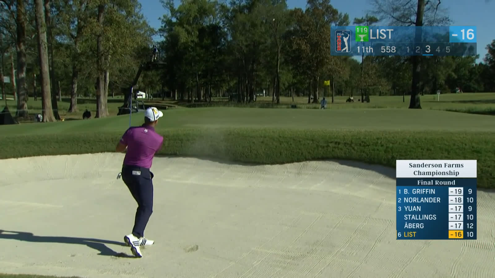 Luke List gets up-and-down from bunker for birdie at Sanderson Farms