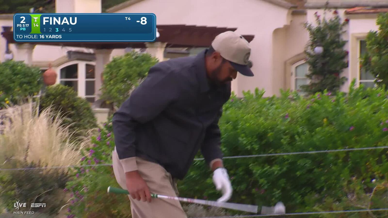 Tony Finau sinks 17-foot birdie putt on No. 2 at AT&T Pebble Beach