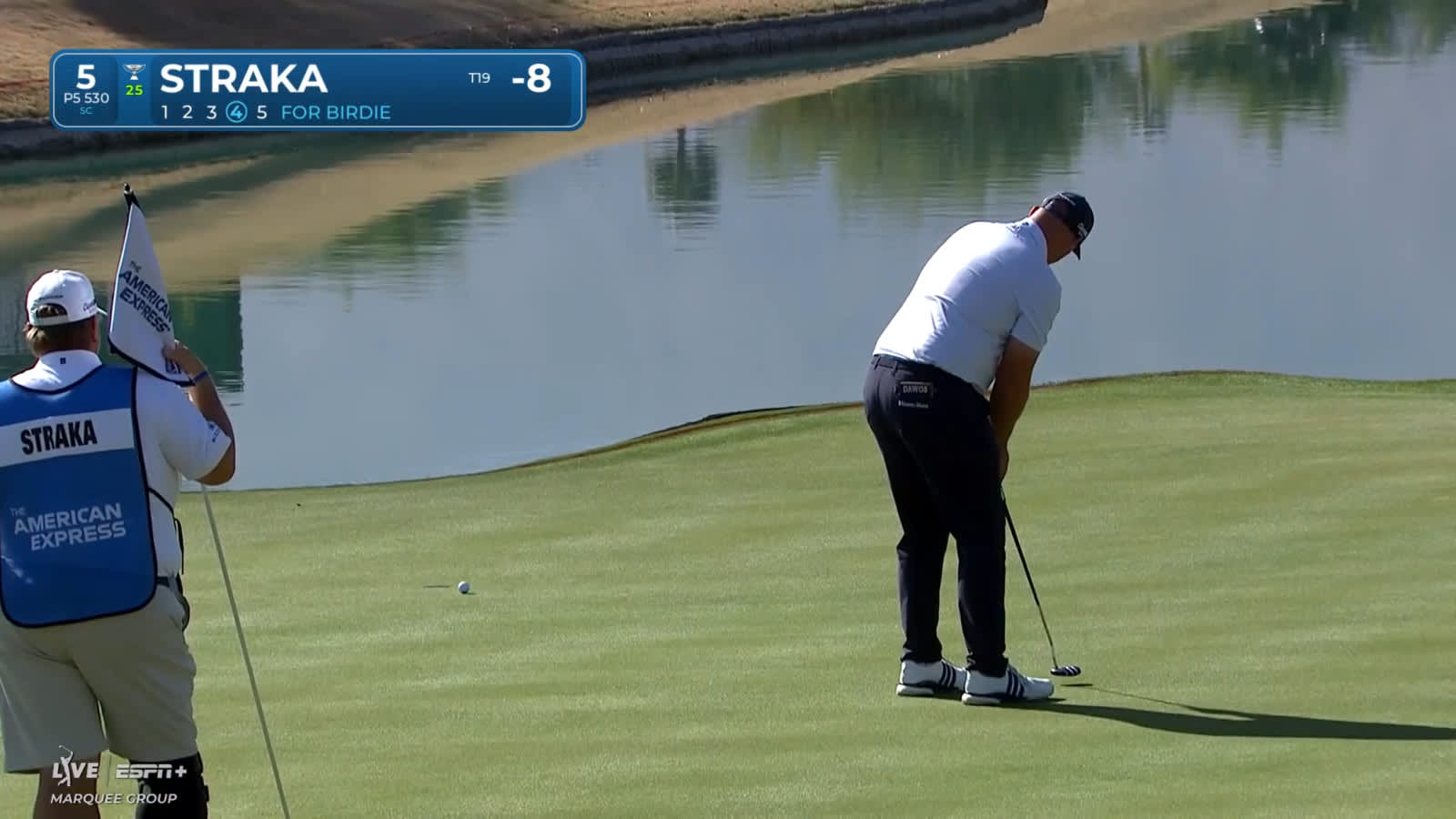Sepp Straka sends in birdie putt at The American Express