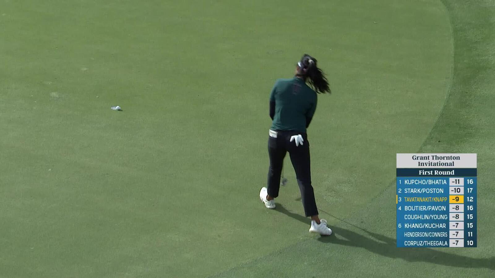 Patty Tavatanakit walks in birdie putt at Grant Thornton