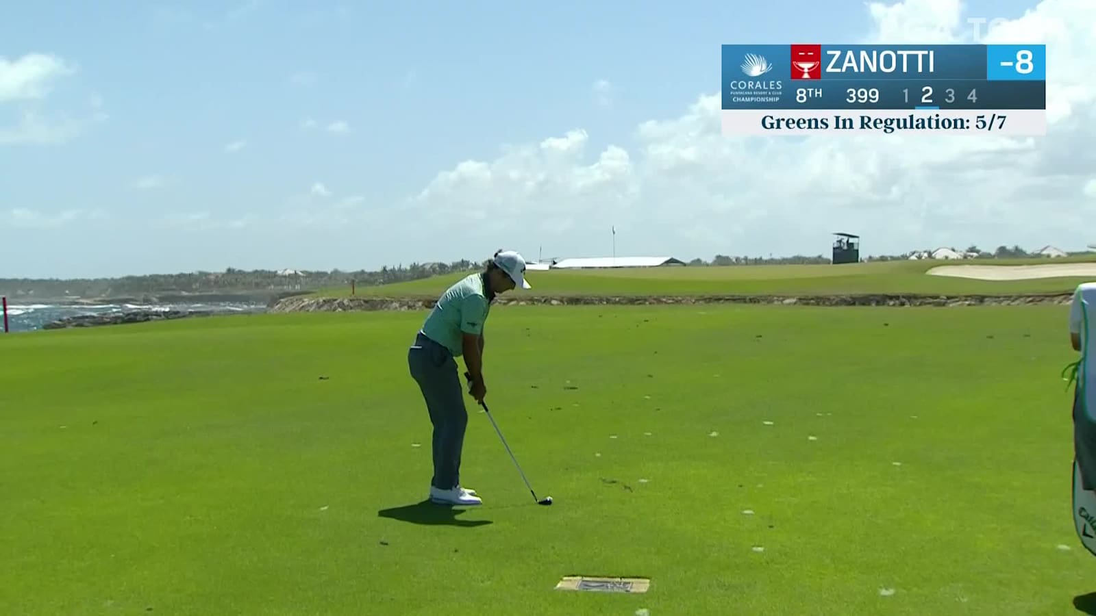 Fabrizio Zanotti dials in approach to set up birdie at Corales Puntacana