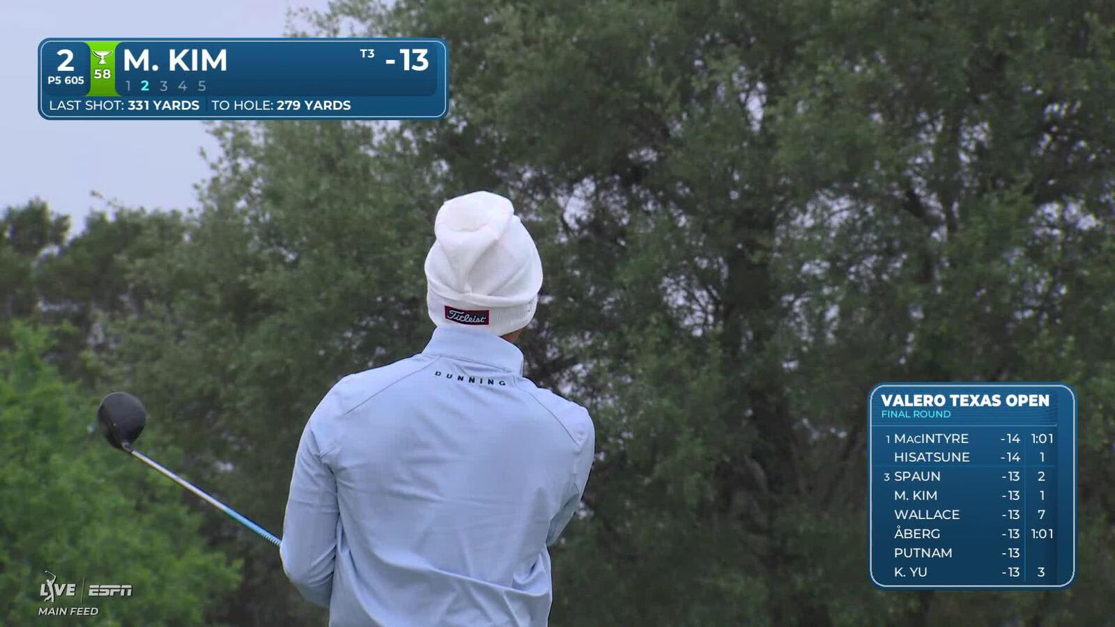 Michael Kim's 273-yard shot from rough sets up birdie on No. 2 at Valero