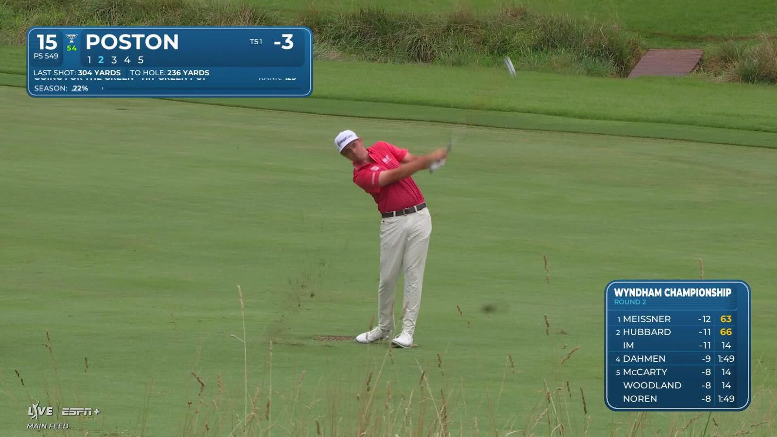 J.T. Poston makes eagle putt on No. 15 at Wyndham