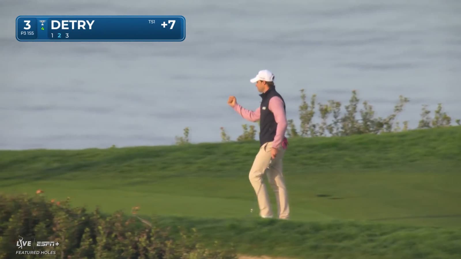 Thomas Detry sinks birdie putt from off the green at The Genesis