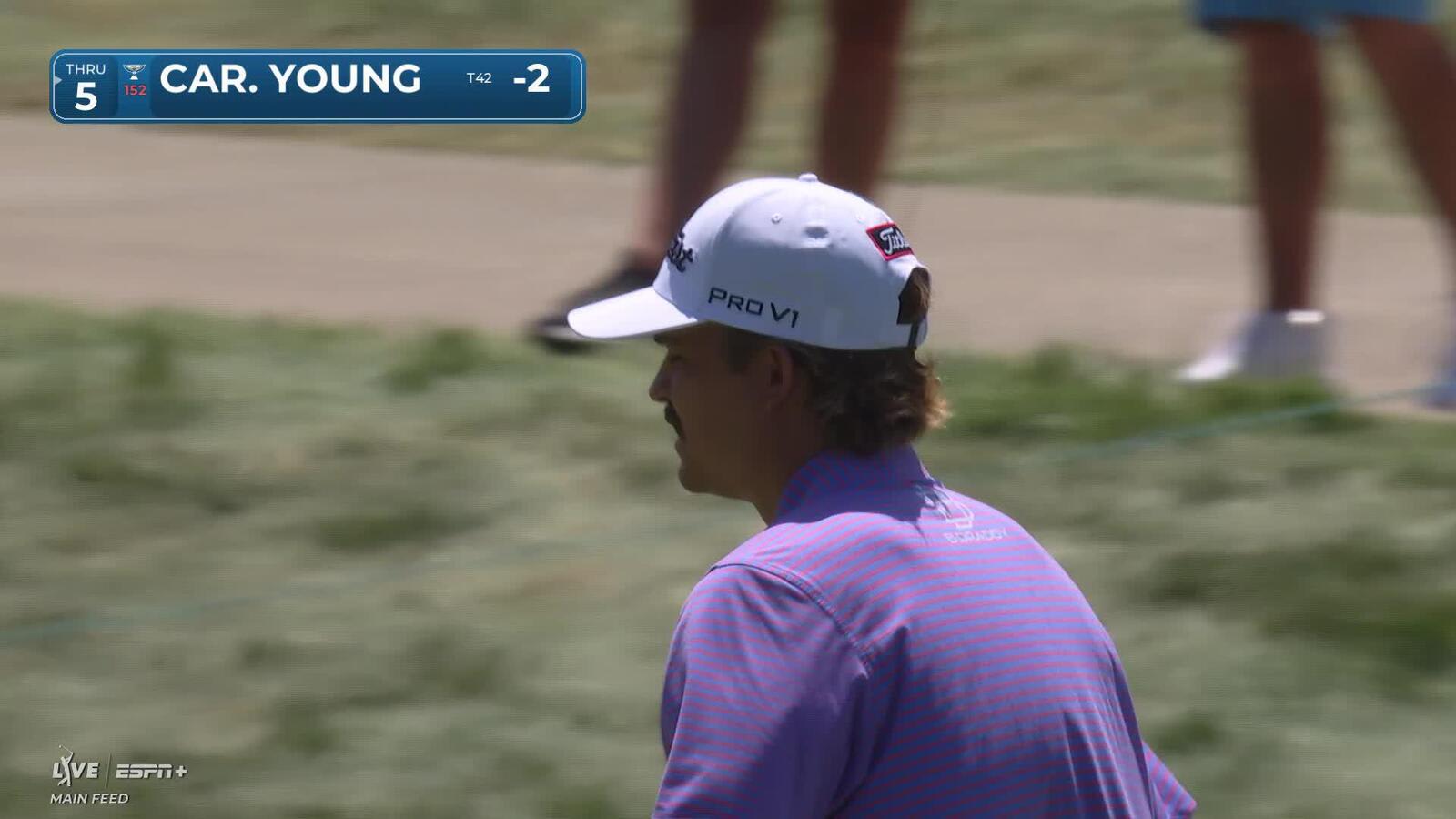 Carson Young holes out for birdie on No. 14 at John Deere