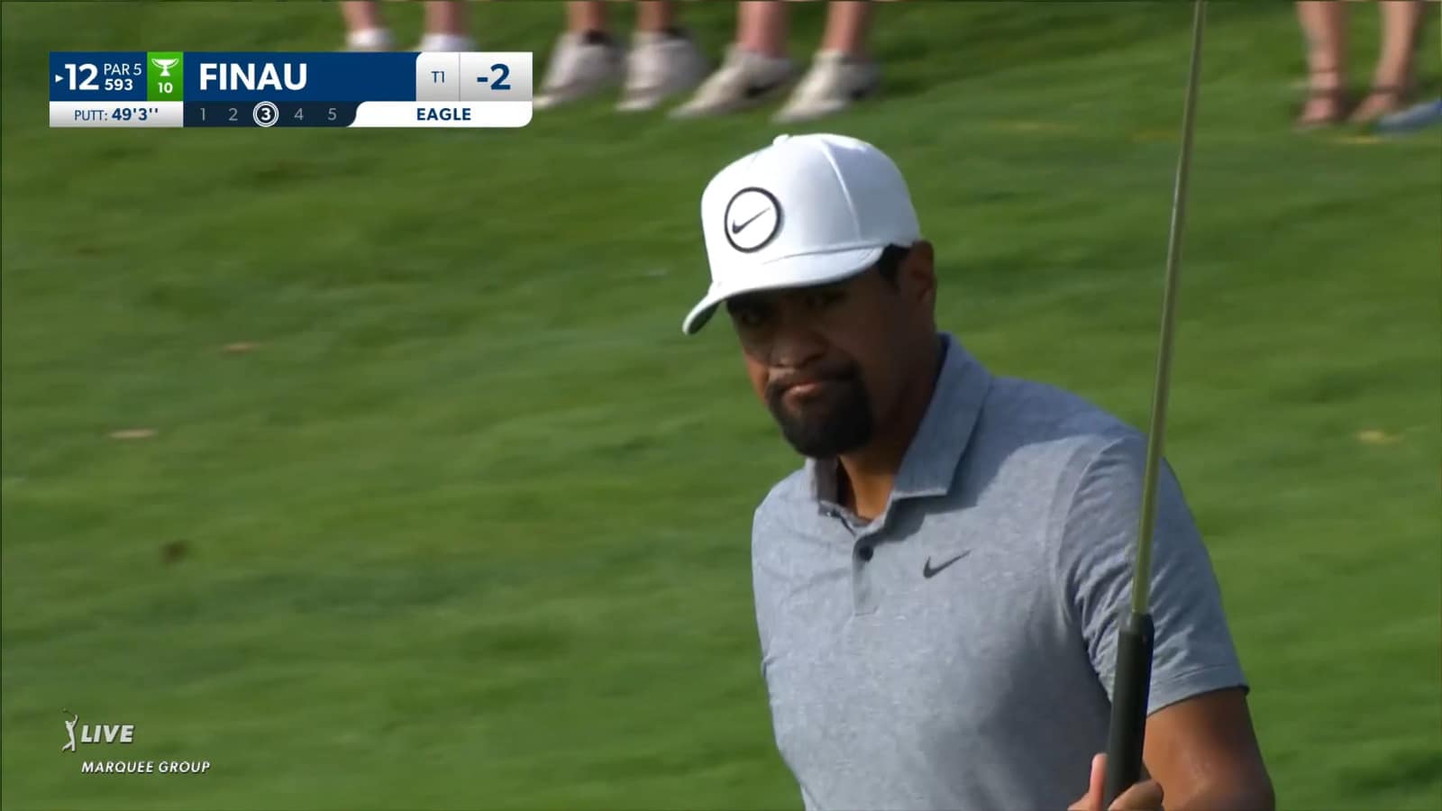 Tony Finau rattles in a 49-foot eagle putt at 3M Open