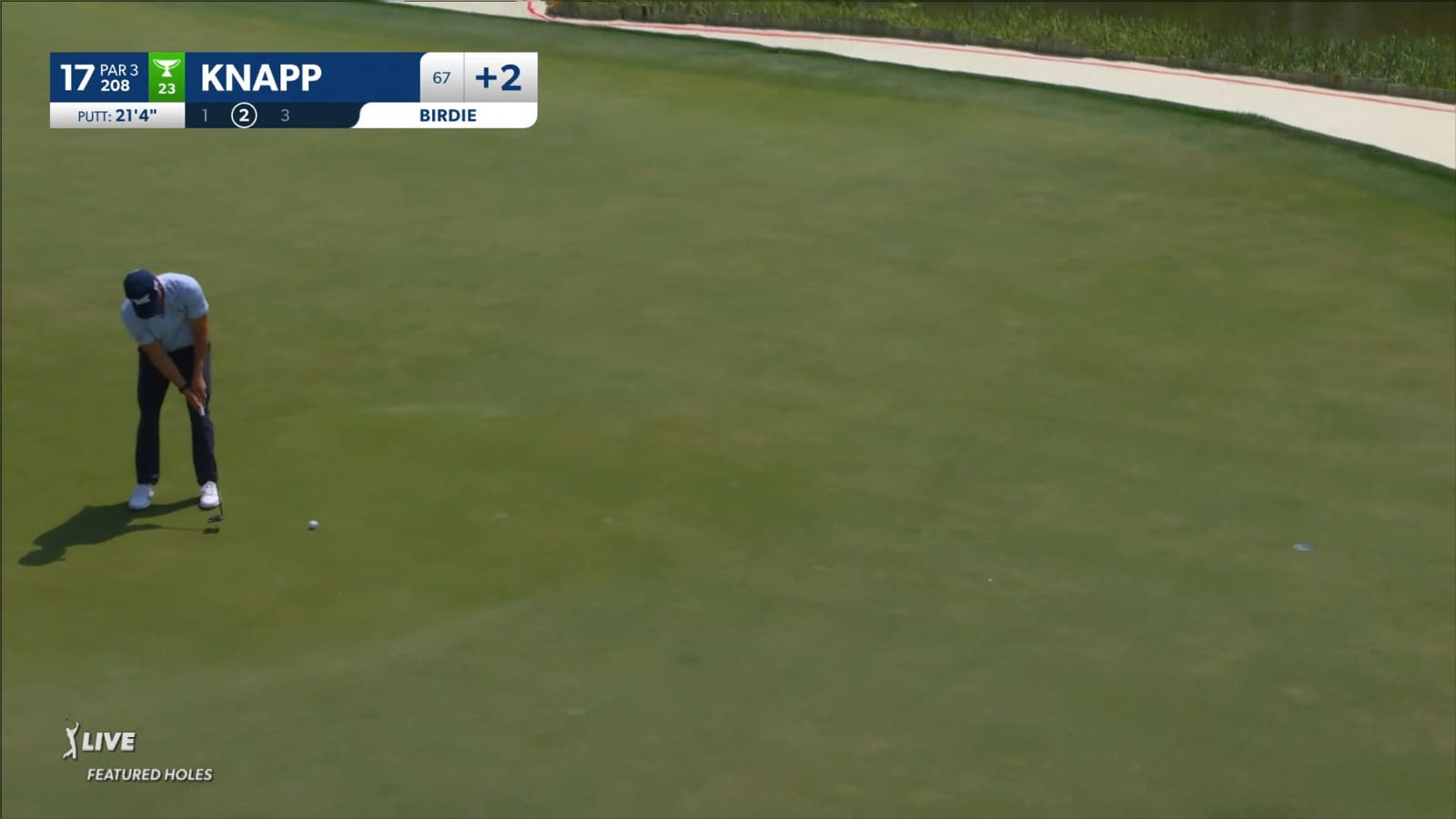 Jake Knapp sinks a 21-foot birdie putt at RBC Heritage