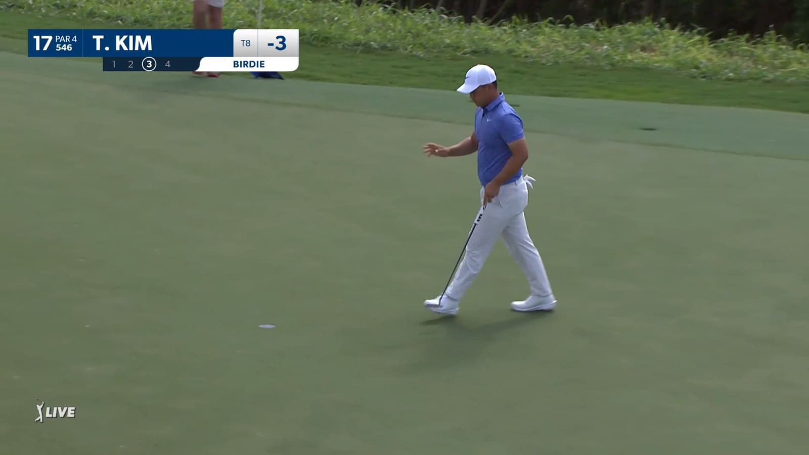 Tom Kim rolls in 8-footer for birdie at Sentry