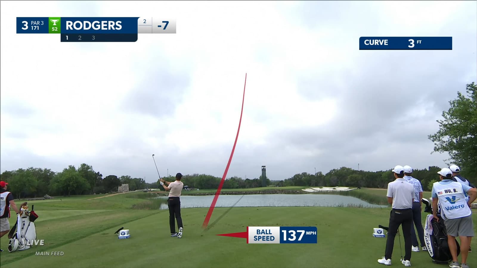 Patrick Rodgers fly's tee shot in to 7-feet at Valero