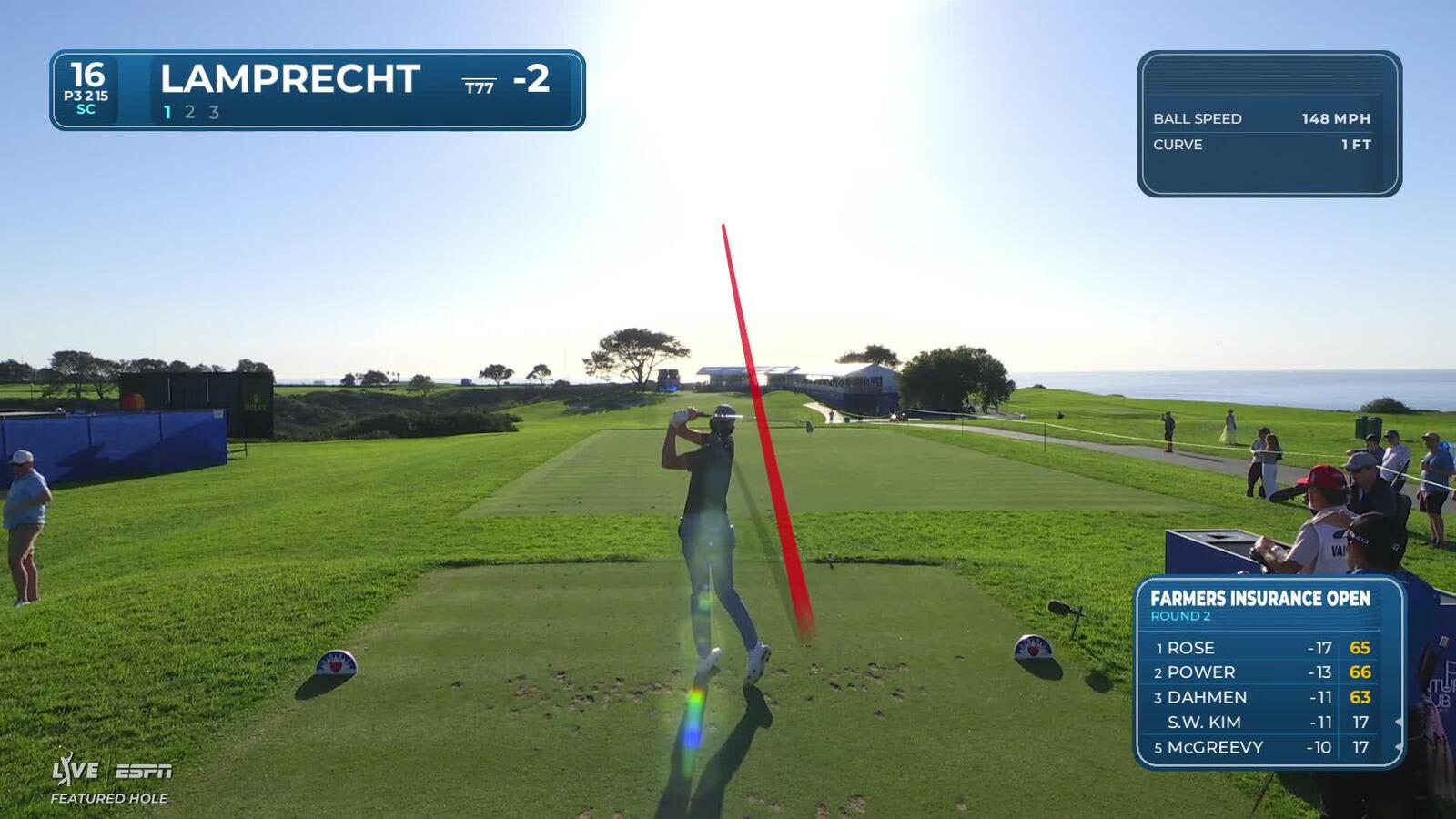 John VanDerLaan hits 211-yard tee shot to 14 feet, makes birdie on No. 16 at Farmers