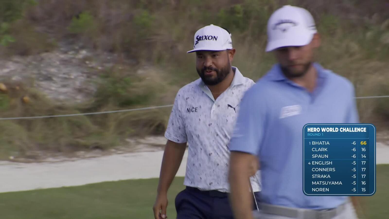 J.J. Spaun sinks 5-foot birdie putt on No. 15 at Hero World Challenge