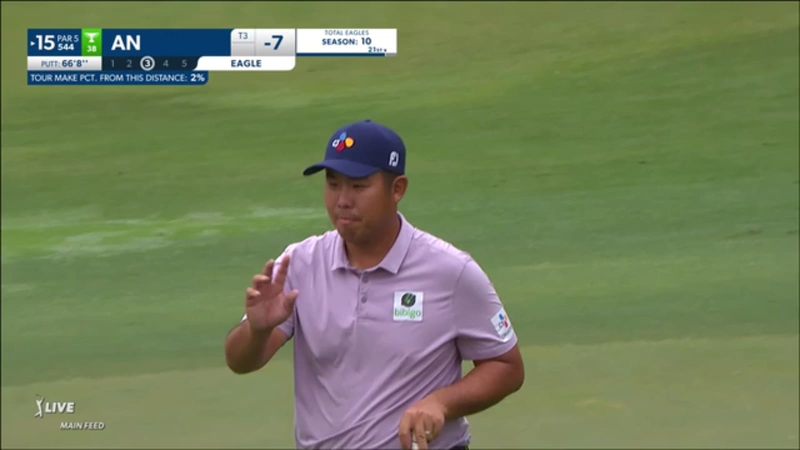 Byeong Hun An buries 66-foot eagle putt at Wyndham