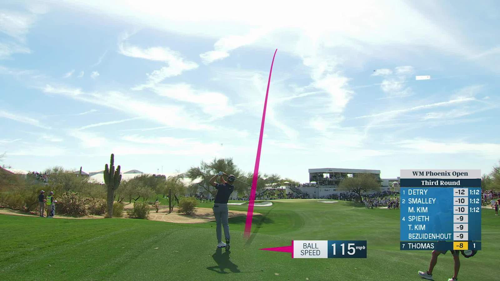 Justin Thomas controls his distance to set up birdie at WM Phoenix Open