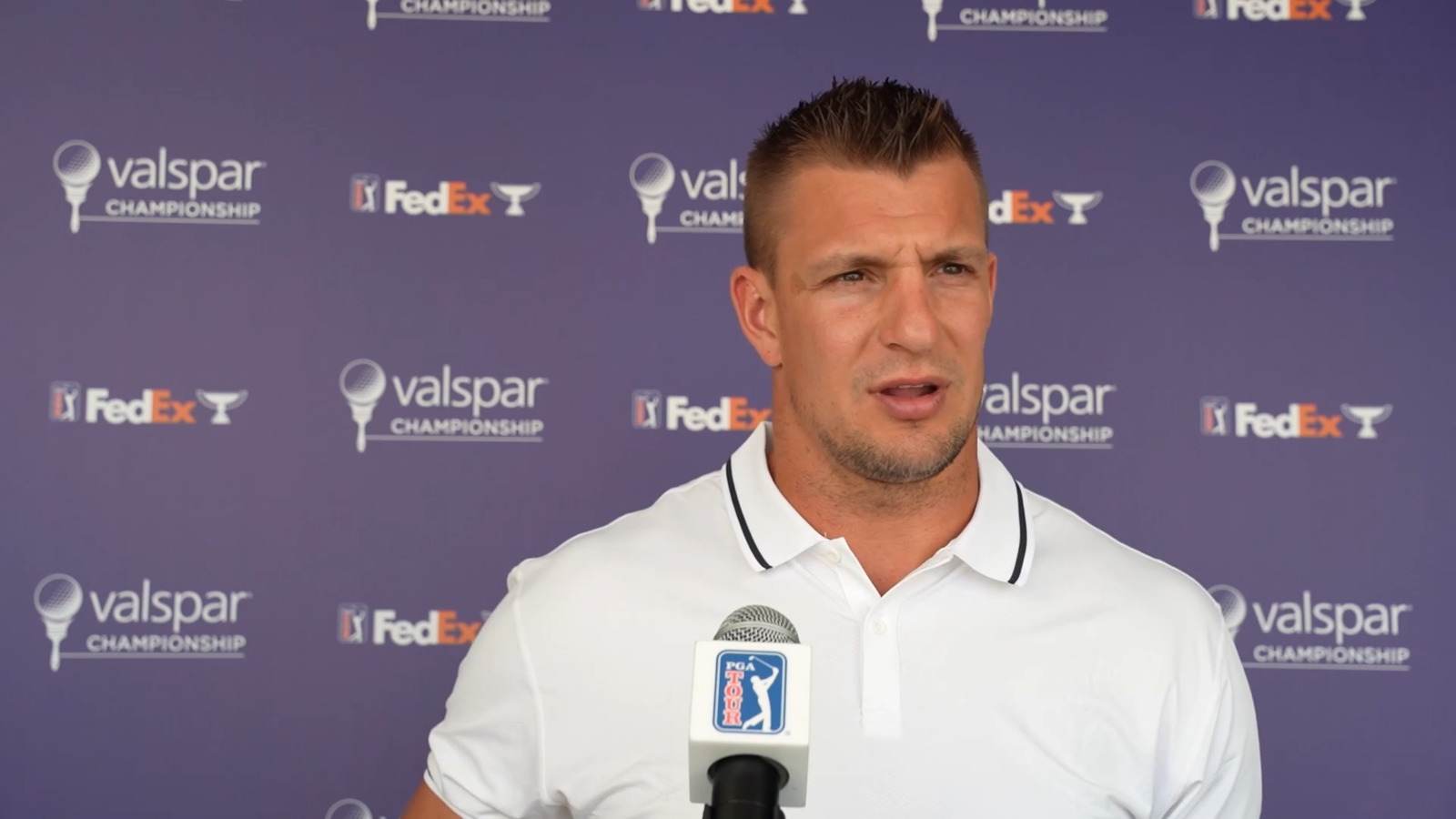 Rob Gronkowski discusses ideal Masters Champions Dinner, meeting Tiger Woods and more