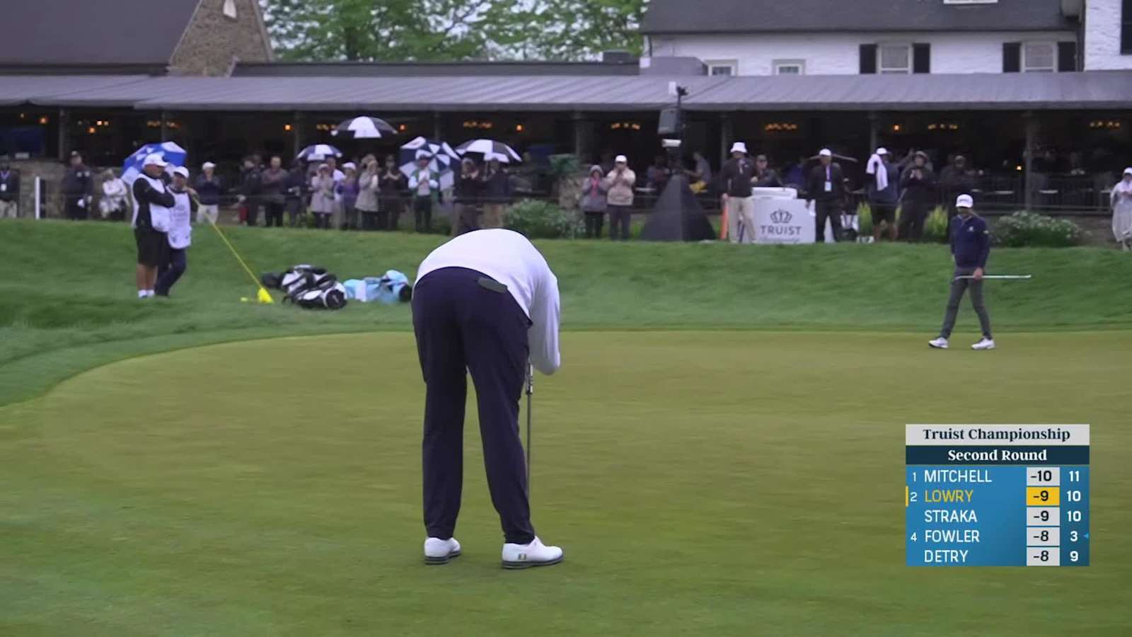 Shane Lowry sinks a 53-foot birdie putt on No. 11 at Truist Championship