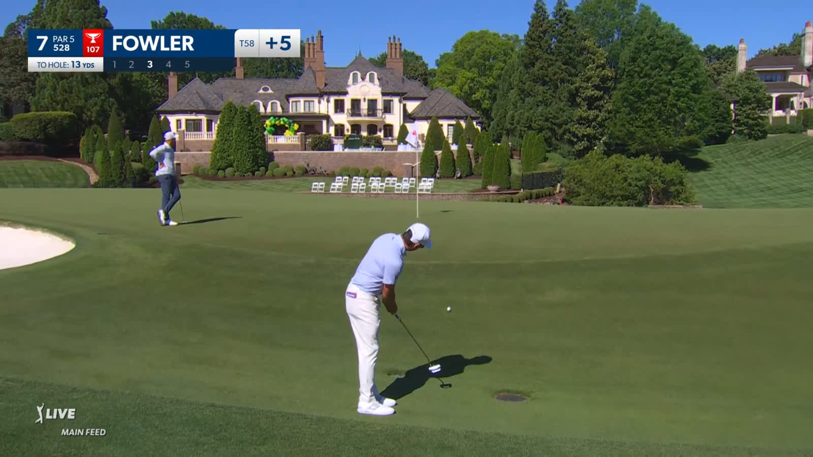 Rickie Fowler breaks out the Texas wedge for eagle at Wells Fargo