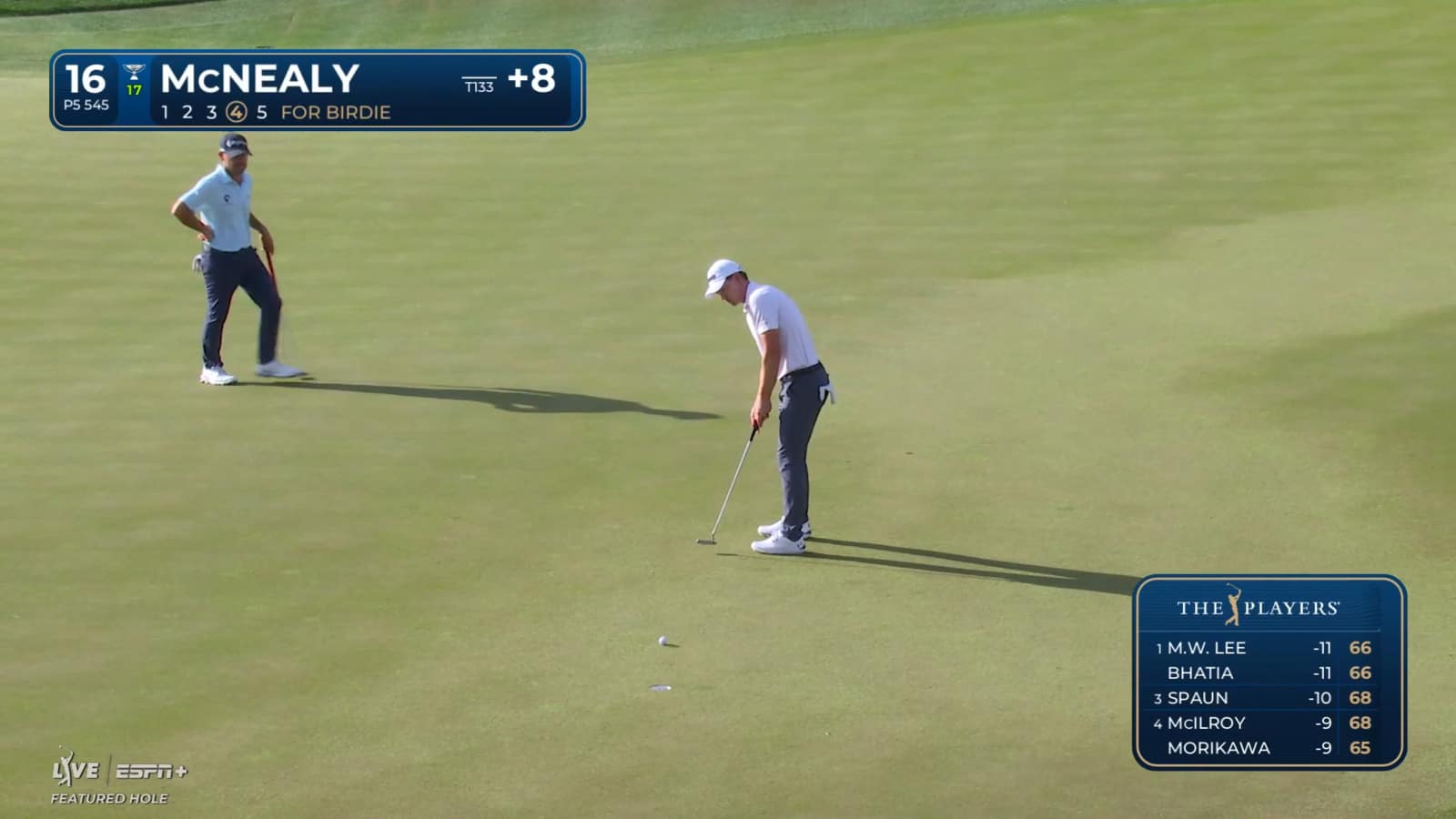 Maverick McNealy cards birdie at THE PLAYERS