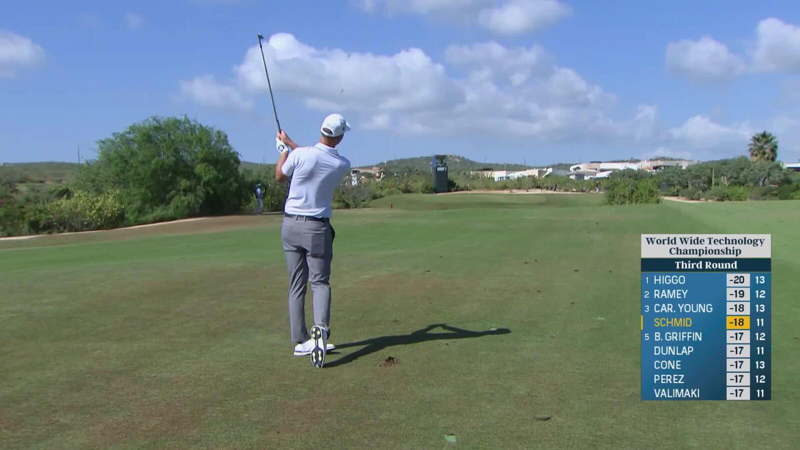 Matti Schmid holes out for birdie on No. 12 at World Wide Technology