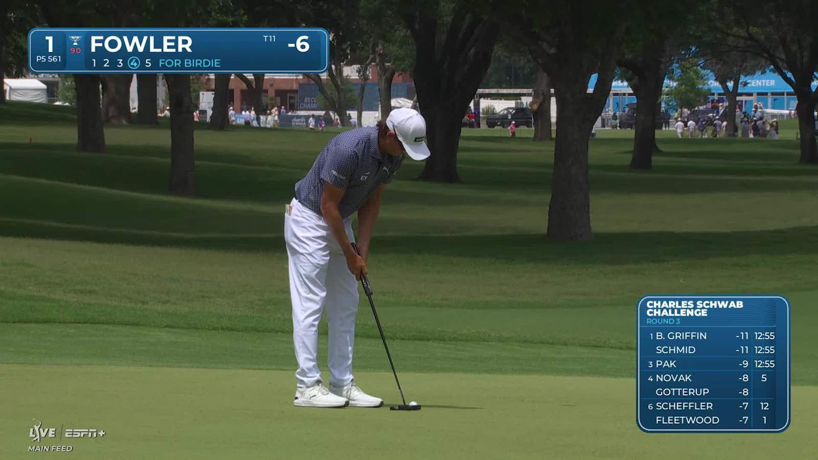 Rickie Fowler makes birdie on No. 1 at Charles Schwab